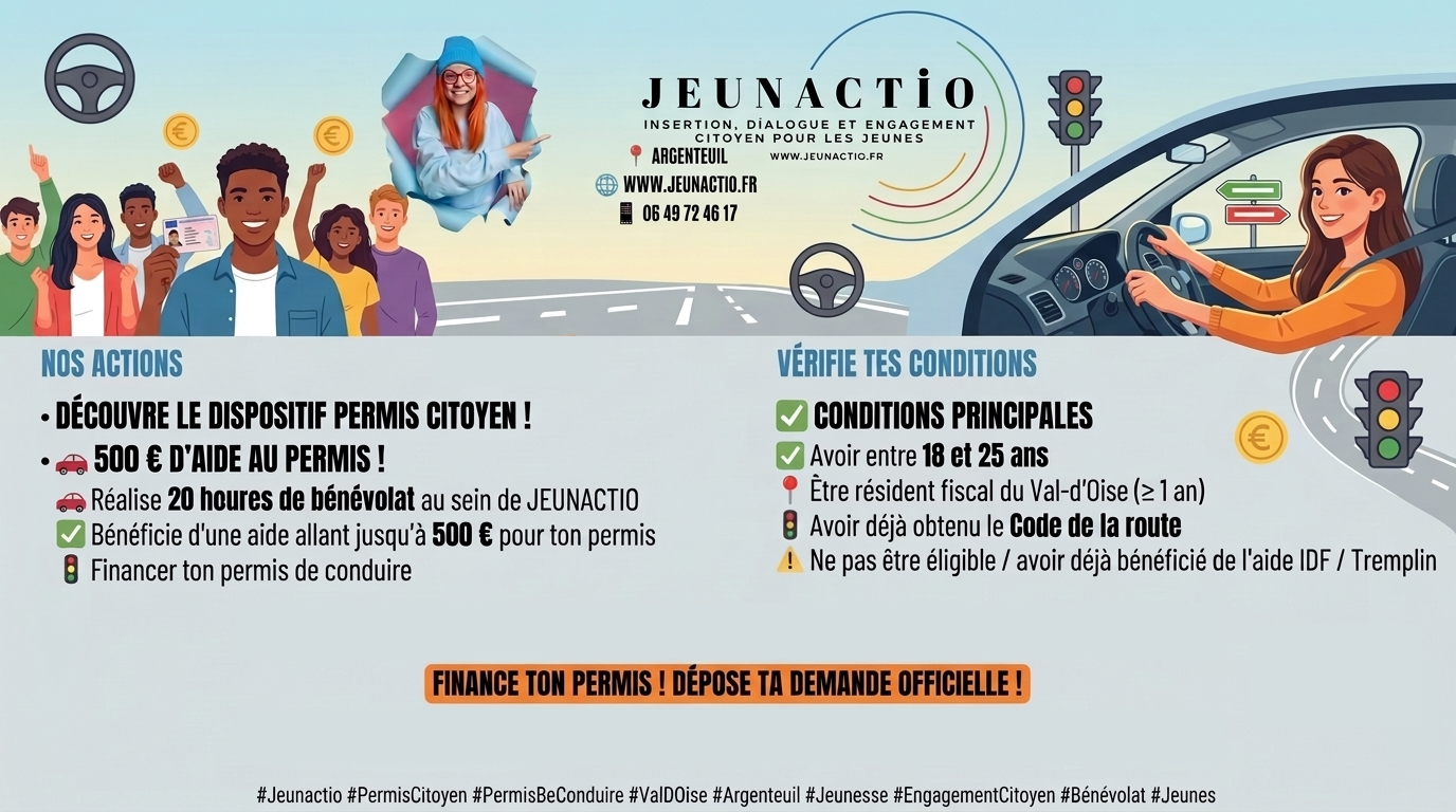 🚗 PERMIS CITOYEN – 500 € D’AIDE AU PERMIS !